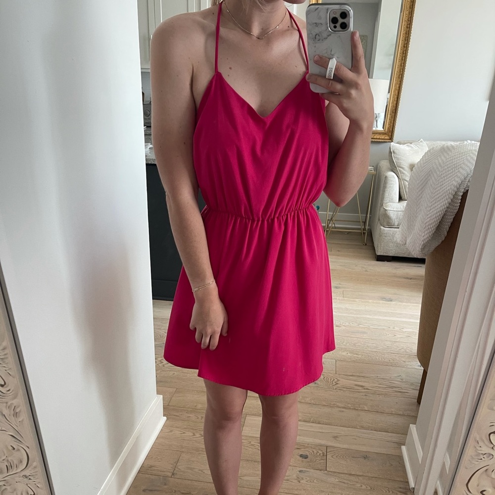 Hot Pink Halter Sundress